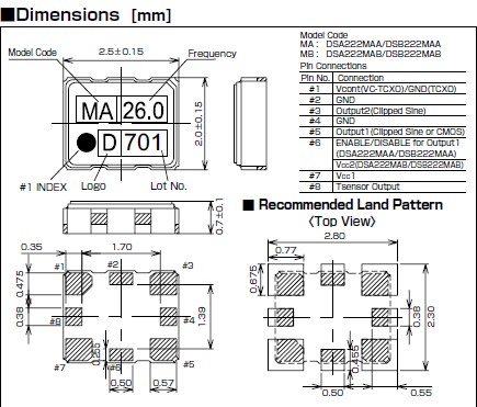 DSA222SAA壓控溫補振蕩器,有源晶振,KDS石英振蕩器